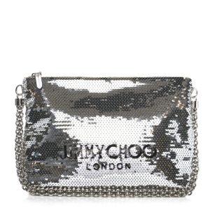 Jimmy Choo Sequin Callie Shoulder Bag Silver Black