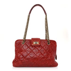 Chanel Glazed Crackled Calfskin Small Reissue Tote Red