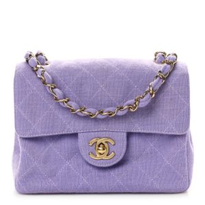 Chanel Jersey Lambskin Quilted Mini Square Flap Light Purple