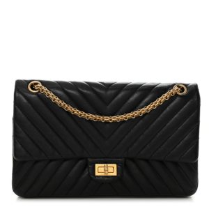 Chanel Sheepskin Chevron Quilted 2.55 Reissue 226 Flap Black