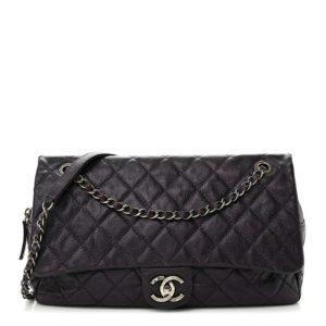 Chanel Caviar Quilted Jumbo Easy Flap Purple