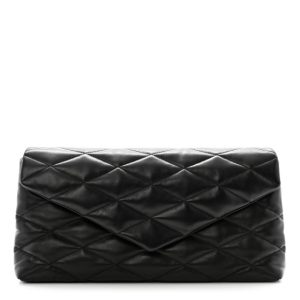 Saint Laurent Lambskin Quilted Sade Puffer Envelope Clutch Black