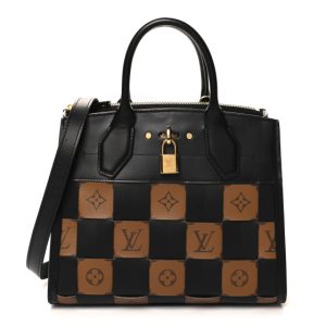 Louis Vuitton Calfskin Monogram Damier Tressage City Steamer PM Black