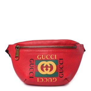 Gucci Grained Calfskin Logo Belt Bag Hibiscus Red