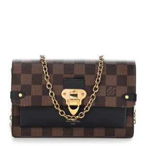Louis Vuitton Damier Ebene Vavin Chain Wallet Black