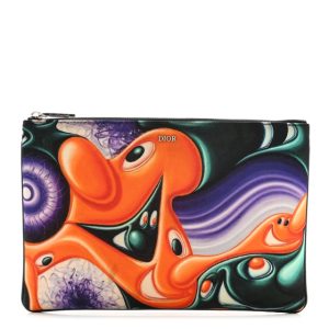 Christian Dior X KENNY SCHARF Nylon Zip Invitation Pouch Multicolor