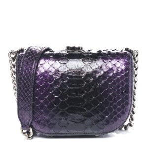 Chanel Snakeskin Ombre Box Kisslock Crossbody Purple Black