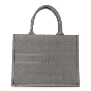 Christian Dior Canvas Embroidered Cannage Medium Book Tote Stone