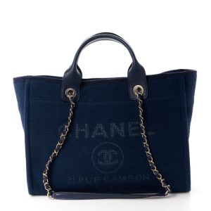 Chanel Mixed Fibers Small Deauville Tote Navy