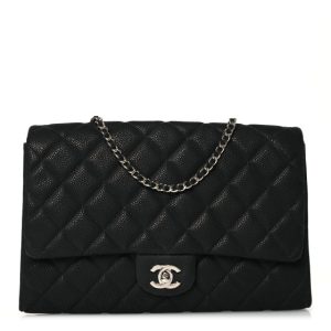 Chanel Iridescent Caviar Quilted Clutch With Chain Flap Black