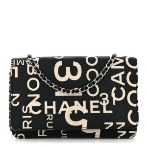 Chanel Denim Coco Wallet On Chain WOC Black