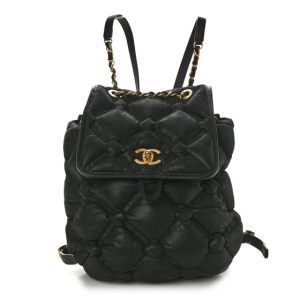 Chanel Iridescent Calfskin Quilted Chesterfield Backpack Black