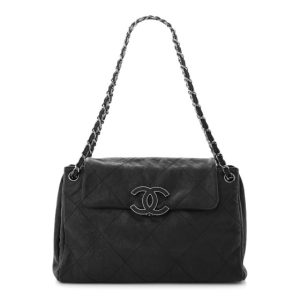 Chanel Calfskin Quilted Large Hamptons Flap Black