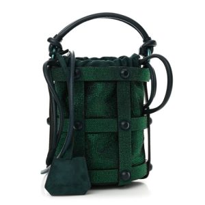 Salvatore Ferragamo Calfskin Crystal Cage Bag Divisa Green