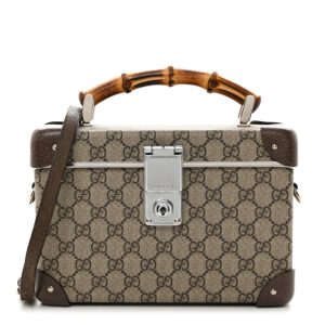 Gucci GG Supreme Monogram Globe-Trotter Beauty Case Brown