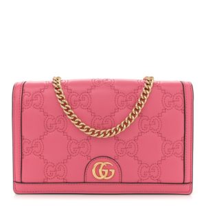 Gucci Calfskin GG Matelasse Chain Wallet Rhodamine Pink