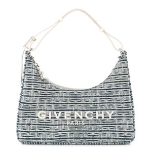 Givenchy Denim 4G Logo Small Moon Cut Out Shoulder Bag Light Blue