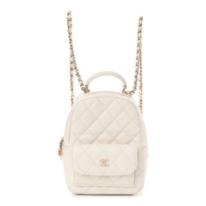Chanel Caviar Quilted CC Mini Classic Backpack White