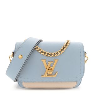 Louis Vuitton Grained Calfskin Lockme Tender Bleu Nuage