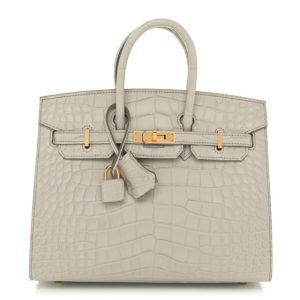 Hermes Matte Alligator Birkin Sellier 25 Beton