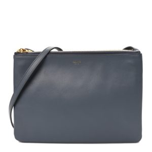 Celine Lambskin Large Trio Crossbody Bag Medium Grey