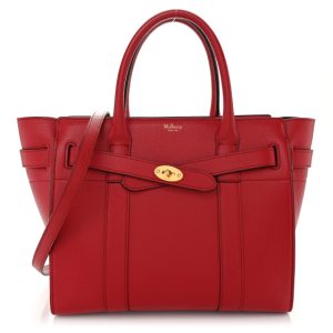 Mulberry Classic Grain Calfskin Small Bayswater Zip Tote Scarlet