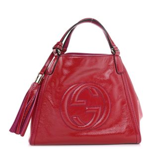 Gucci Patent Small Soho Shoulder Bag Bright Bougainvillea