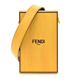 Fendi Vitello Fluffy Logo Vertical Box Yellow Box Black