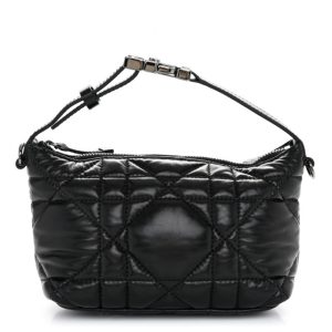 Christian Dior Calfskin Macrocannage Small Diortravel Nomad Pouch Black