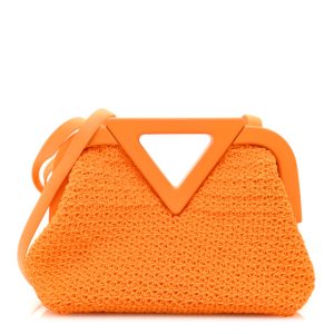 Bottega Veneta Rubber Crochet Small The Point Triangle Bag Tangerine