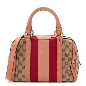 Gucci Monogram Vintage Web Small Boston Beige