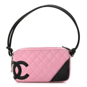 Chanel Calfskin Quilted Cambon Pochette Pink Black
