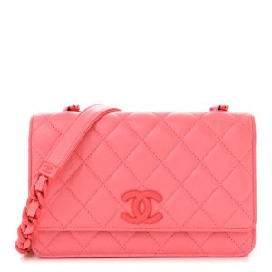 Chanel Caviar Quilted My Everything Wallet On Chain WOC Dark Coral