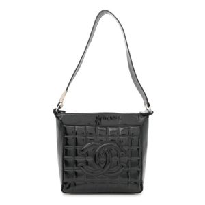 Chanel Patent Quilted Small Chocolate Bar Shoulder Bag Black