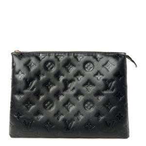 Louis Vuitton Lambskin Embossed Monogram Coussin PM Black