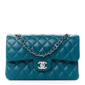 Chanel Lambskin Quilted Small Double Flap Dark Turqoise