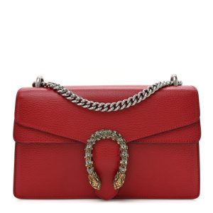 Gucci Dollar Calfskin Swarovski Crystal Small Dionysus Shoulder Bag Hibiscus Red