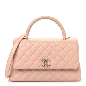 Chanel Caviar Quilted Small Coco Handle Flap Light Pink