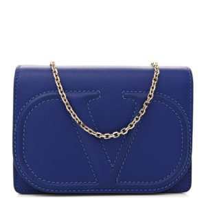 Valentino Garavani Calfskin VLogo Crossbody Blue