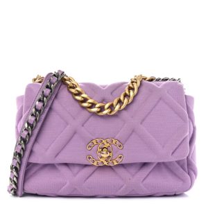 Chanel Jersey Lambskin Quilted Medium Chanel 19 Light Flap Purple