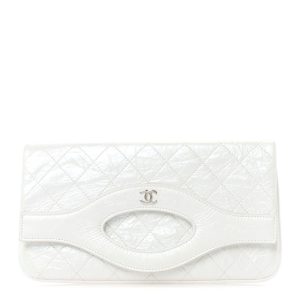 Chanel Iridescent Aged Calfskin Quilted Small 31 Pouch White