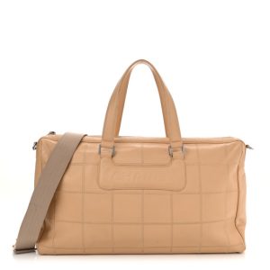 Chanel Caviar Square Stitched Large Tote Beige