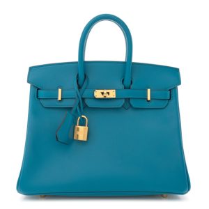 Hermes Tadelakt Birkin 25 Bleu Izmir