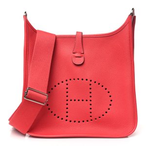 Hermes Taurillon Clemence EVELYNE III PM Rouge de Coeur