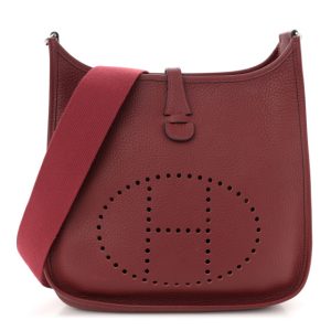 Hermes Taurillon Clemence Evelyne II PM Rouge Garance
