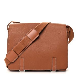 Loewe Soft Grained Calfskin Military Messenger Bag Tan