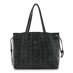 MCM Visetos Medium Liz Reversible Shopper Tote Black