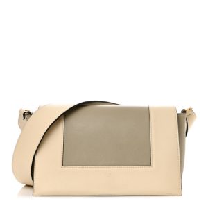 Celine Shiny Smooth Calfskin Medium Frame Shoulder Bag Chalk Mastic