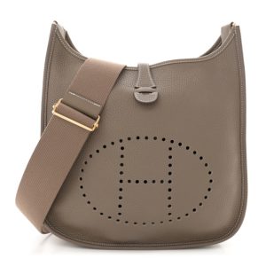 Hermes Taurillon Clemence Evelyne III PM Etoupe