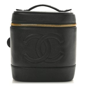 Chanel Caviar Vanity Cosmetic Case Black